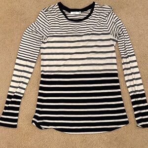 Vince Women's Striped Long Sleeve Top - Black and White